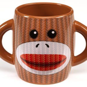 Sock monkey coffee mug with two handle